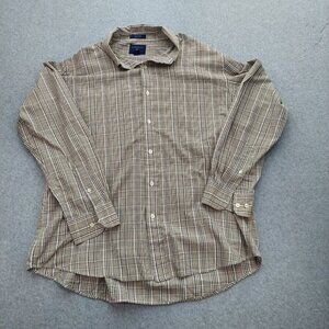 Saddlebred‎ Mens Brown Plaid Casual Shirt Collared Button Up Size XL